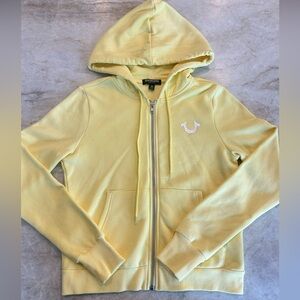Brand New Without Tags True Religion Butter Yellow Zip Up Jacket/ Hoodie!💛